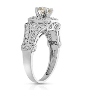 Vir Jewels 1 cttw Diamond Halo Wedding Engagement Ring 14K White Gold Cushion Shape Bridal Size 6