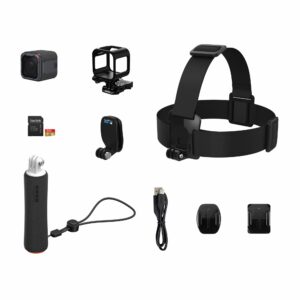 gopro hero5 session action camera (4k video, 10mp photos) bundle with 16gb microsd card, head strap and quickclip, and floating hand grip