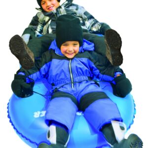 Slippery Racer 60 Inch AirDual Adults and Kids Inflatable Sledding Snow Tube Sled Rider with 4 Reinforced Handles for 2 Riders, Blue