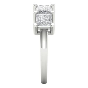 2.5 Carat Princess Cut Zircon 14k White Gold Eternity Designer Art Deco Everlasting Danity Statement Ring Band Sz 6.5