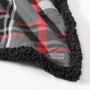 Eddie Bauer - Throw Blanket, Cotton Flannel Home Decor, All Season Reversible Sherpa Bedding (Winslow Charcoal, Throw)