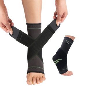 abiram foot sleeve (pair) with compression wrap, ankle brace for arch, ankle support, football, basketball, volleyball, running, for sprained foot, tendonitis, plantar fasciitis