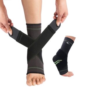 ABIRAM Foot Sleeve (Pair) with Compression Wrap, Ankle Brace For Arch, Ankle Support, Football, Basketball, Volleyball, Running, For Sprained Foot, Tendonitis, Plantar Fasciitis