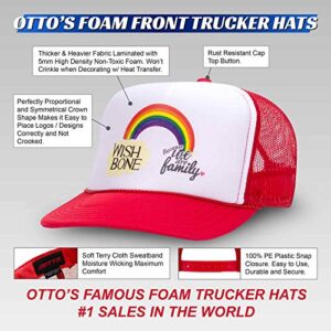 OTTO Wholesale 12 x CAP 5 Panel High Crown Mesh Back Trucker Hat (021602 - Red/Wht/Red) (OSFM - Adult)