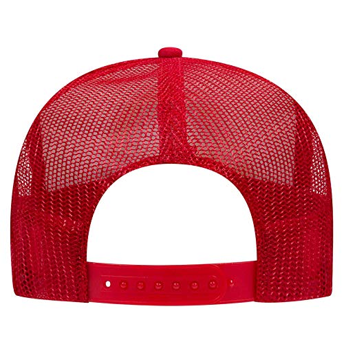 OTTO Wholesale 12 x CAP 5 Panel High Crown Mesh Back Trucker Hat (021602 - Red/Wht/Red) (OSFM - Adult)