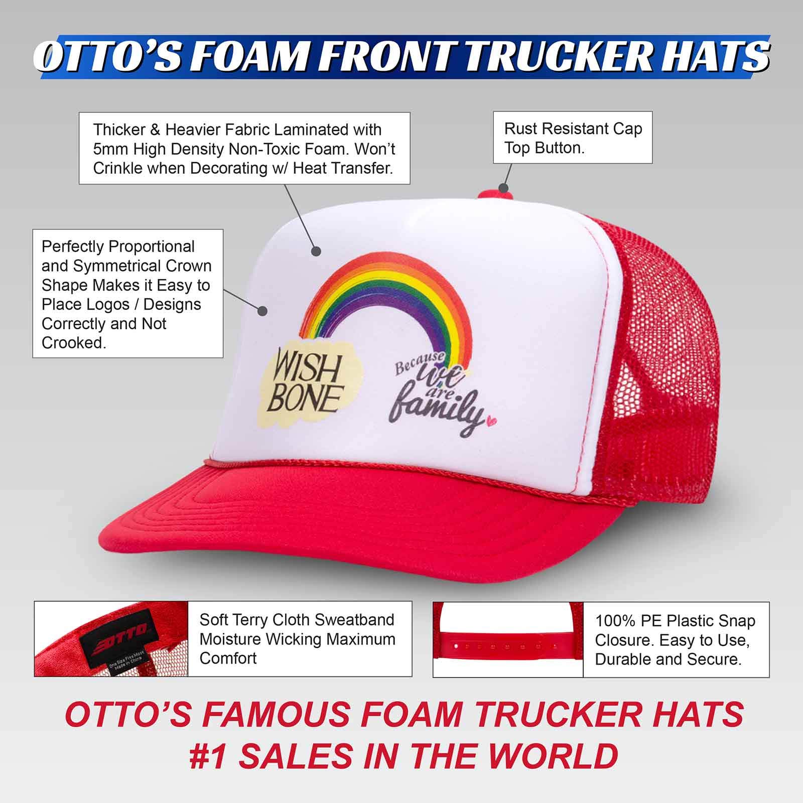 OTTO Wholesale 12 x CAP 5 Panel High Crown Mesh Back Trucker Hat (031603 - Blk/Wht/Blk) (OSFM - Adult)