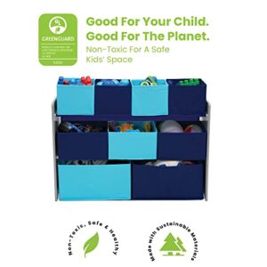 Delta Children Deluxe Multi-Bin Toy Organizer with Storage Bins - Greenguard Gold Certified, Grey/Blue Bins