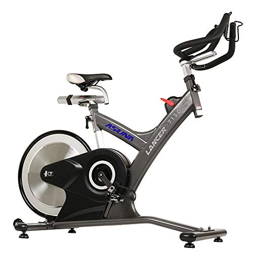 Sunny Health & Fitness Asuna 7130 Lancer Cycle Exercise Bike - Magnetic Belt Drive Commercial Indoor Cycling Bike with SPD Style/Cage Pedals, 285 LB Max Weight and Low Q-Factor