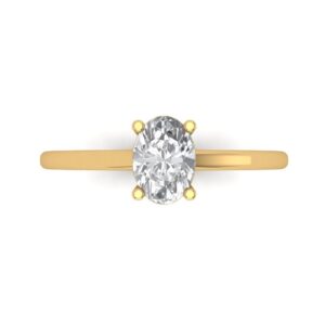 1.0 Ct Brilliant Oval Cut Clear Simulated Diamond 14K Yellow Gold Solitaire Engagement Promise Bridal Ring Size 6.5