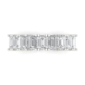 2.61 ct emerald cut clear simulated diamond 14k white gold eternity wedding engagement promise anniversary band sz 6.75