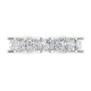 Clara Pucci 2.03 Carat Princess Cut Clear Simulated Diamond 14k White Gold Eternity Wedding Engagement Promise anniversary Band - Size 7.25