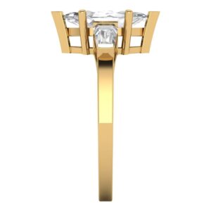 2.0 Ct Brilliant Marquise Cut Clear Simulated Diamond 14K Yellow Gold Three Stone Engagement Promise Bridal Ring Size 4.5