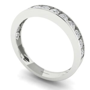 Clara Pucci 0.39 ct Round Cut Clear Simulated Diamond 14k White Gold Stackable Wedding Engagement Promise anniversary Band Sz 10