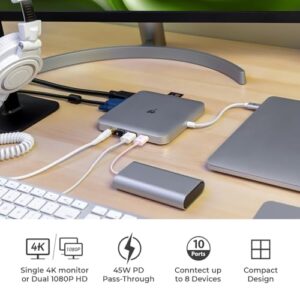 IOGEAR Compact USB-C Docking Station with PD Pass-Thru (GUD3C03)