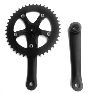 DONSP1986 Crankset Single Speed 44T 170mm Crankarms 110 BCD Crankset for Mountain Road Bike Fixed Gear Bicycle(Square Taper, Black) (44T Sprocket)