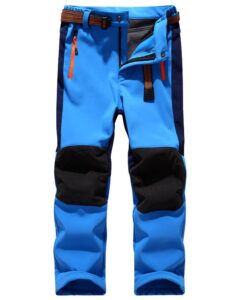 jessie kidden kids boys girls youth waterproof windproof hiking ski snow pants elastic waist warm insulated fleece lined winter pants #16010-light blue,10-12years