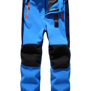 Jessie Kidden Kids Boys Girls Youth Waterproof Windproof Hiking Ski Snow Pants Elastic Waist Warm Insulated Fleece Lined Winter Pants #16010-Light Blue,10-12Years