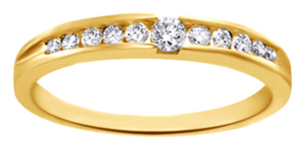 AFFY White Natural Diamond Channel Set Engagement Wedding Ring 14K Solid Yellow Gold (0.25 Cttw)