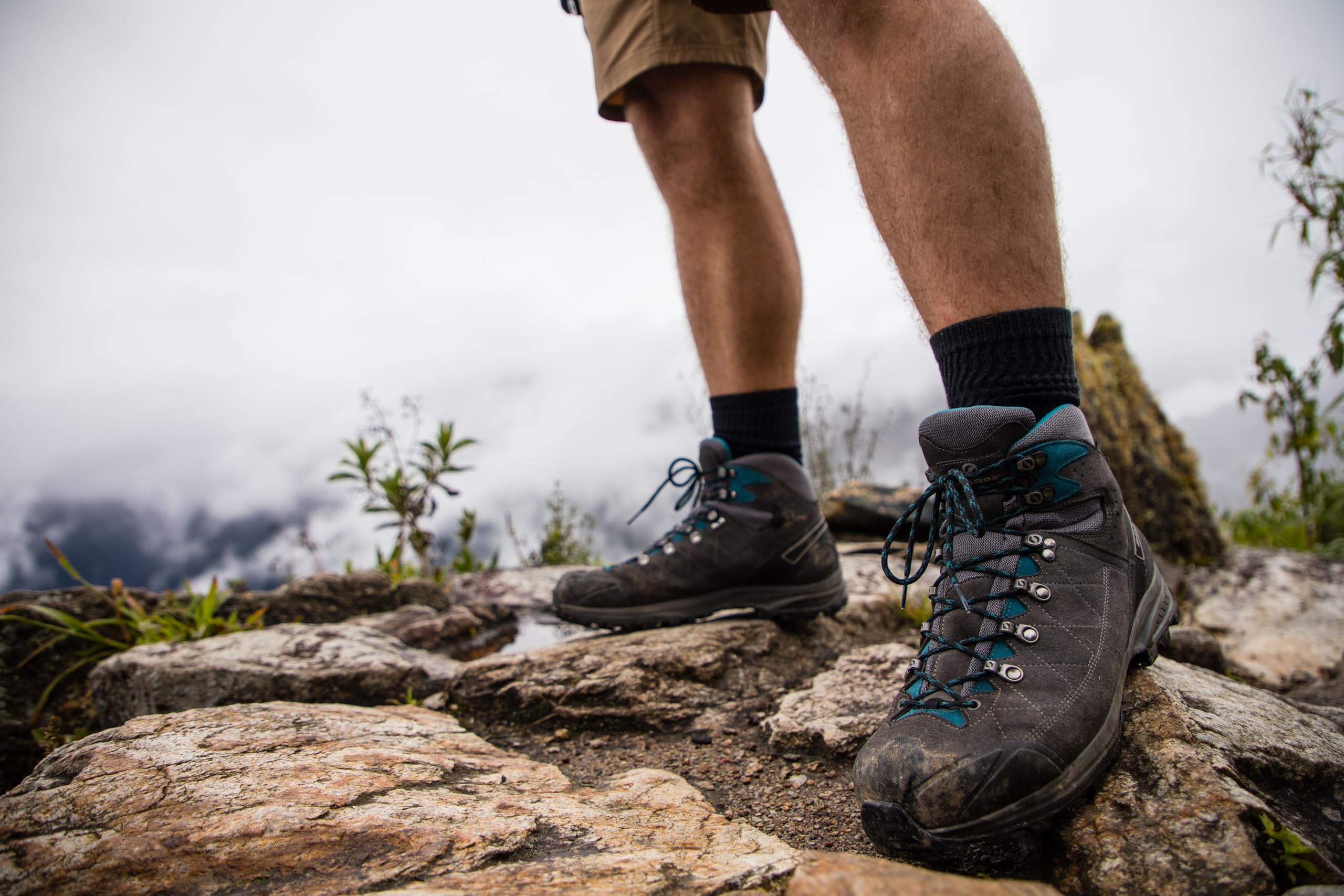 SCARPA Men's Kailash Trek GTX Waterproof Gore-Tex Lightweight Boots for Backpacking and Hiking - Shark Grey/Lake Blue - 8-8.5