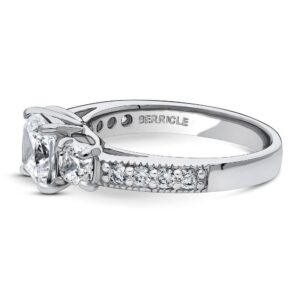 BERRICLE Sterling Silver 3-Stone Wedding Engagement Rings Cushion Cut Cubic Zirconia CZ Promise Ring for Women, Rhodium Plated Size 5.5