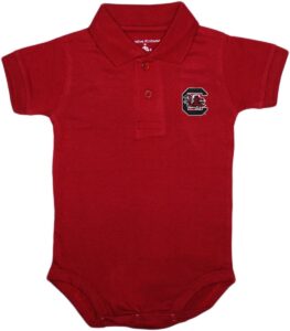 creative knitwear university of south carolina gamecocks newborn polo bodysuit garnet