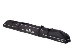 athletico diamond trail padded ski bag - single ski travel bag to transport skis (black, 170cm)