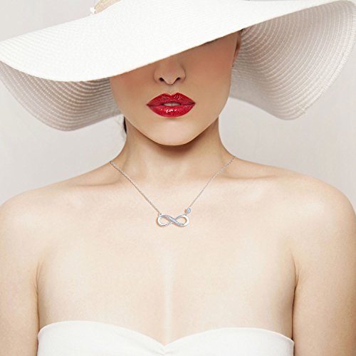 Billie Bijoux 925 Sterling Silver Necklace Forever Love” Infinity Heart Love Pendant White Gold Plated Diamond Women Necklace Gift for Mother's Day (A-silver)