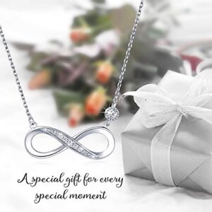 Billie Bijoux 925 Sterling Silver Necklace Forever Love” Infinity Heart Love Pendant White Gold Plated Diamond Women Necklace Gift for Mother's Day (A-silver)