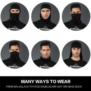 SUNLAND Black Balaclava Face Mask Racing Head Sock Summer Cooling Neck Gaiter Breathable Hood Ski Scarf Motorcycle Under Helmet 3 Pack