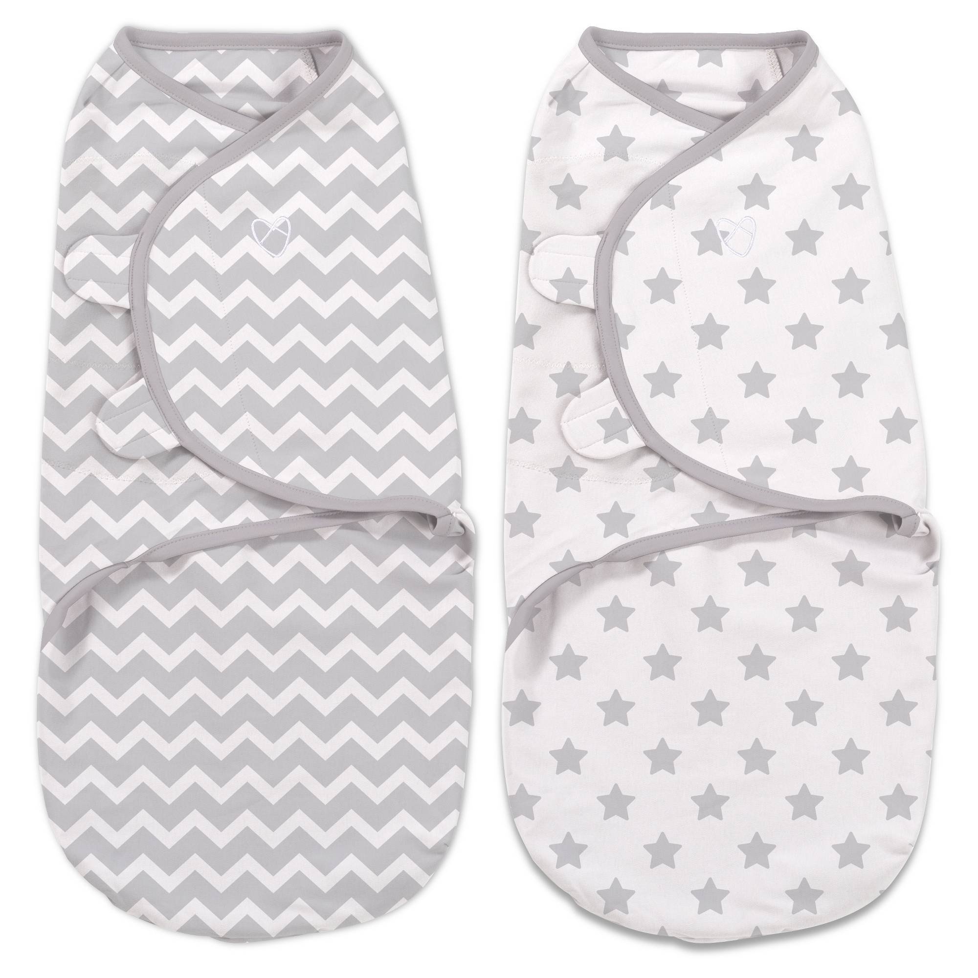 SwaddleMe Original Swaddle 2-PK (Small, Grey Chevron/Stars)