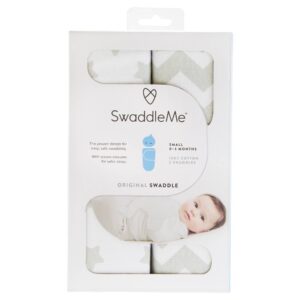 SwaddleMe Original Swaddle 2-PK (Small, Grey Chevron/Stars)