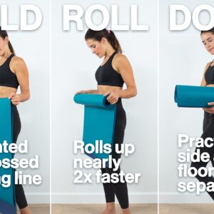 Koru Fold & Roll Yoga Mat (Teal/Navy Blue)