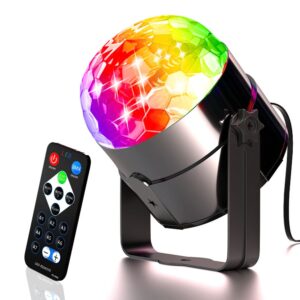 Mini Dj Disco Ball Party Stage Lights Led 7Colors Effect Projector Equipment for Stage Lighting with Remote Control Sound Activated for Dancing Christmas Gift KTV Bar Birthday