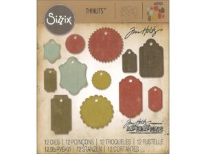 sizzix thinlits dies by tim holtz 12/pkg-gift tags, multicolor