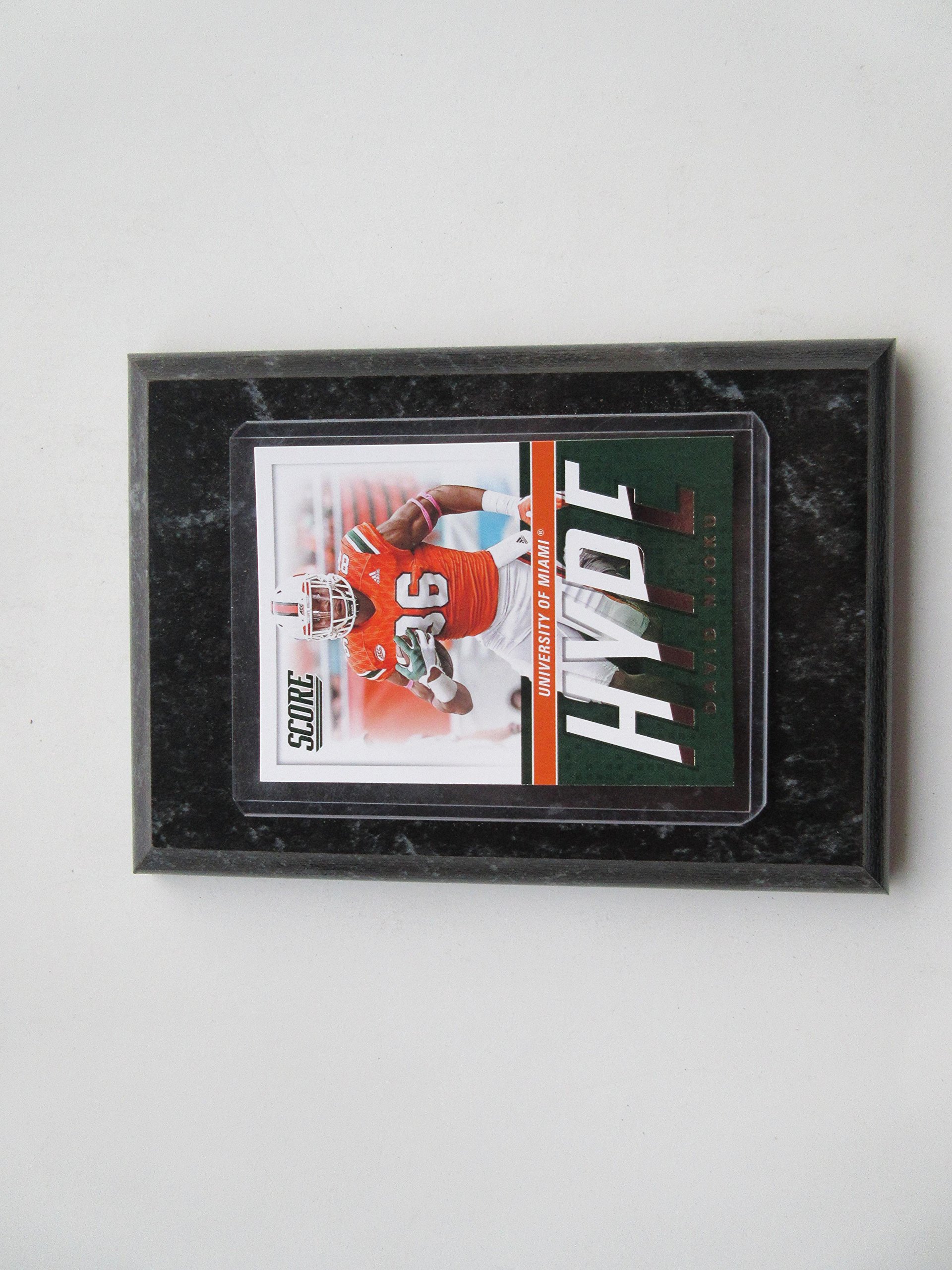 DAVID NJOKU MIAMI HURRICANES - CLEVELAND BROWNS 2017 DRAFT HYPE CARD MOUNTED ON A "4 X 6" BLACK MARBLE PLAQUE