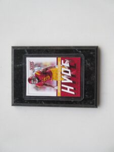 juju smith - schuster usc - pittsburgh steelers 2017 draft hype card mounted on a "4 x 6" black marble plaque