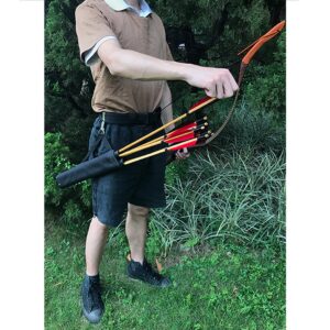 Kratarc Archery 2 Tube Hip Arrow Quiver Waist Hanged Carry Bag with Hook for Shooting (Black)