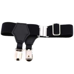 Outman 2pcs Adjustable Sock Garters Metal Clips Sock Suspenders Holders for cotton and silk socks (Black)