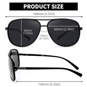 JM Retro Polarized Aviator Sunglasses Mirror Lightweight Eyeglasses for Men Women (Matte Black/Polarized Grey)