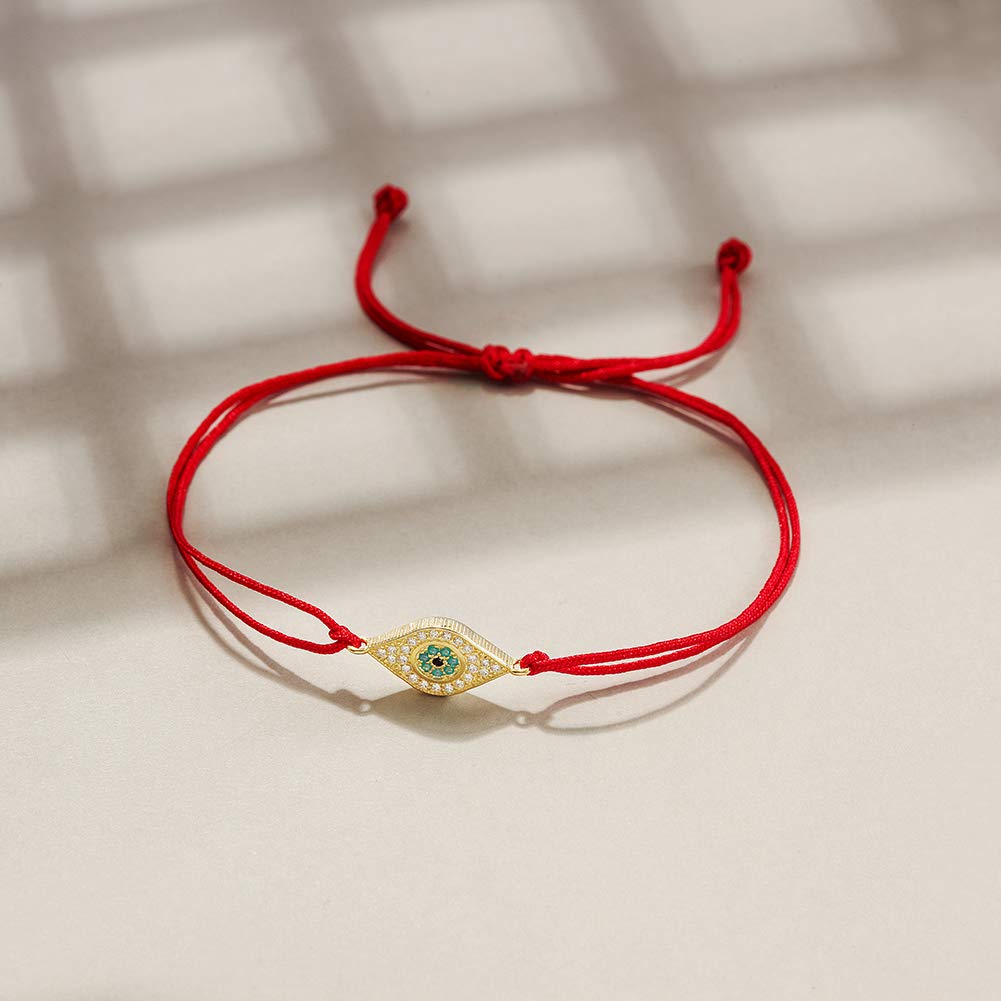 WISTIC Evil Eye Bracelets Adjustable Charm Lucky Protection Spiritual Kabbalah Red/Black String Thread Bracelet Anklet Jewelry for Women Men Friendship (Red Evil Eye)