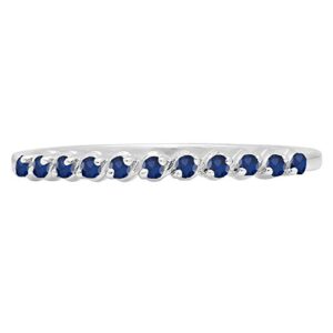 Dazzlingrock Collection 0.12 Cttw Round Blue Sapphire Ladies Wedding Stackable Band in 925 Sterling Silver, Size 7