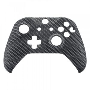 eXtremeRate Black Silver Carbon Fiber Faceplate Cover for Xbox One Wireless Controller 1708, Soft Touch Custom Front Housing Shell Case for Xbox One X & One S Controller - Controller NOT Included