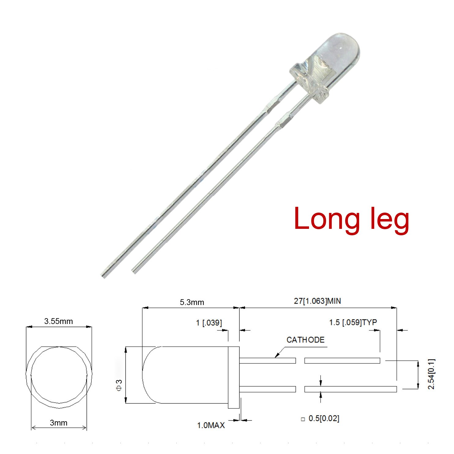 50pcs 12V 3mm White LED 9V Gauge Cluster Instrument Light Emitting diodes(White Blue Green Yellow red, Optional in Listing) 0.06 watts