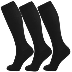 +MD 3 Pairs Light Compression Socks for Women & Men,Viscose for Bamboo 8-15mmHg Soft Support Scoks for Pregnant Nurses Travel 10-13 Black