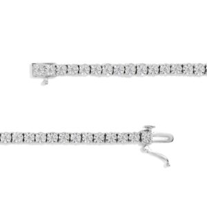 Original Classics .925 Sterling Silver 1.0 Cttw Miracle-Set Diamond Round Faceted Bezel Tennis Bracelet (I-J Color, I3 Clarity) - 7"