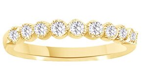 affy white natural diamond engagement wedding band ring in 10k solid yellow gold (0.33 cttw)