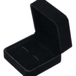 Giftop Small Dark Classic Velvet Cufflink Box Case (Black)