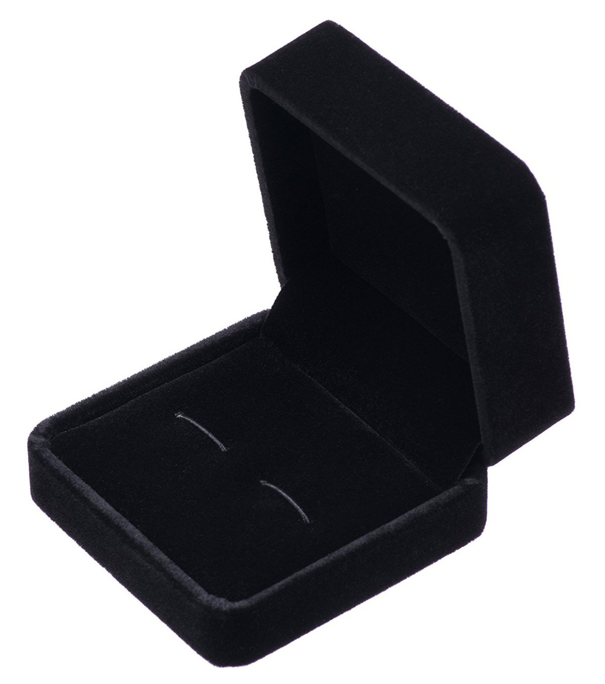 Giftop Small Dark Classic Velvet Cufflink Box Case (Black)