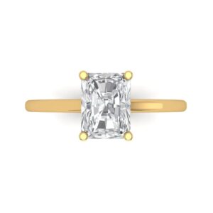 clara pucci 2 carat brilliant emerald cut clear simulated diamond 14k yellow gold solitaire engagement bridal anniversary ring size 7.5