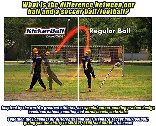 Kickerball Swerve and Curve Size 4 Soccer Ball, Soccer Training Ball with Special Panels to Play Like A Pro, Outdoor and Indoor Soccer Ball, Fun Soccer Ball for Kids and Adults